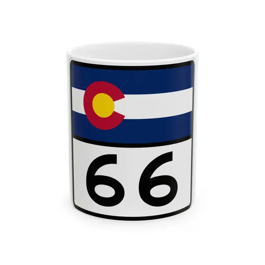 Colorado 66 (Colorado) (Road Sign) White Coffee Mug 11oz - Go Mug Yourself