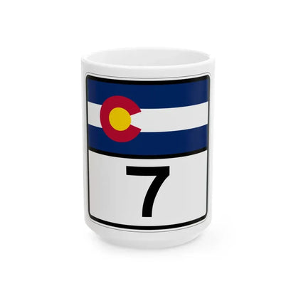 Colorado 7 (Colorado) (Road Sign) White Coffee Mug 15oz - Go Mug Yourself