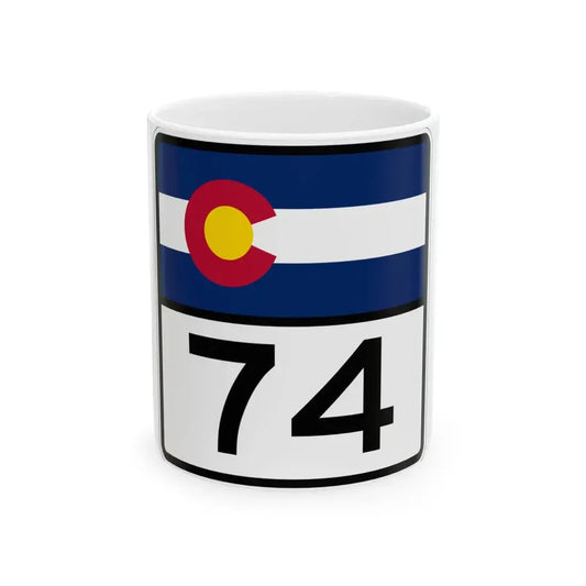 Colorado 74 (Colorado) (Road Sign) White Coffee Mug 11oz - Go Mug Yourself