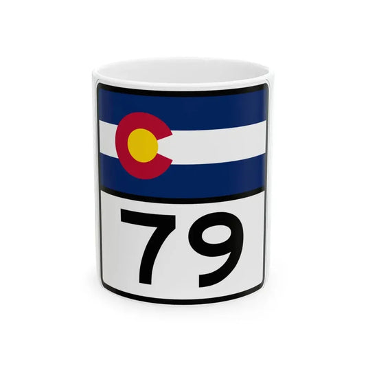 Colorado 79 (Colorado) (Road Sign) White Coffee Mug 11oz - Go Mug Yourself