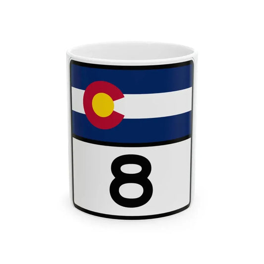 Colorado 8 (Colorado) (Road Sign) White Coffee Mug 11oz - Go Mug Yourself