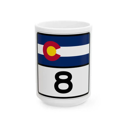 Colorado 8 (Colorado) (Road Sign) White Coffee Mug 15oz - Go Mug Yourself