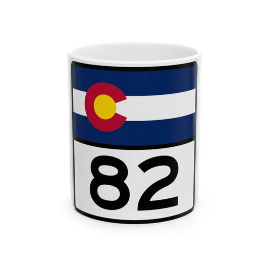 Colorado 82 (Colorado) (Road Sign) White Coffee Mug 11oz - Go Mug Yourself