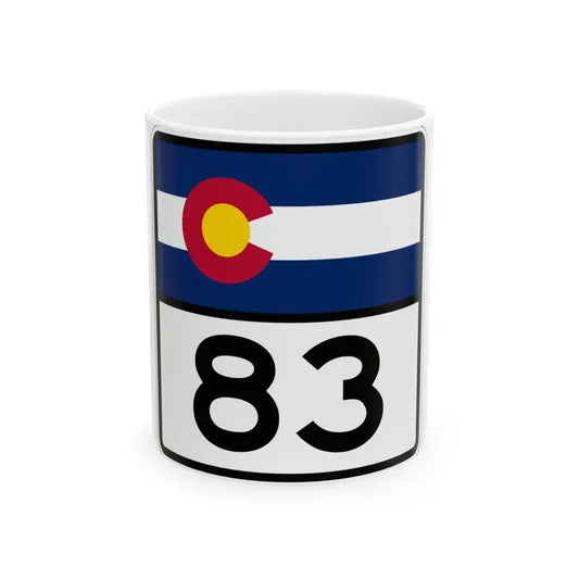 Colorado 83 (Colorado) (Road Sign) White Coffee Mug 11oz - Go Mug Yourself