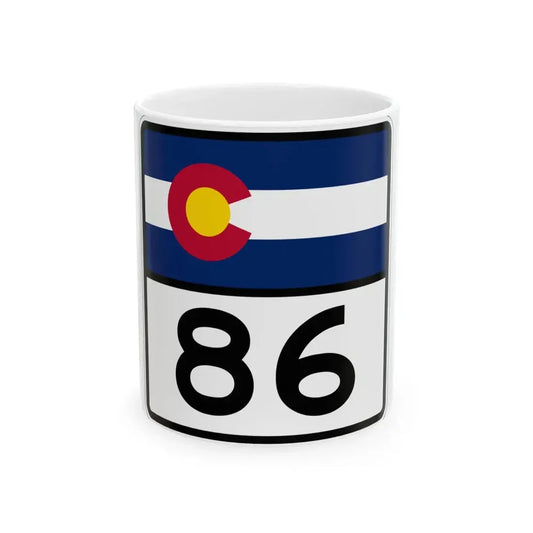 Colorado 86 (Colorado) (Road Sign) White Coffee Mug 11oz - Go Mug Yourself