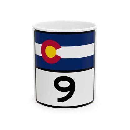 Colorado 9 (Colorado) (Road Sign) White Coffee Mug 11oz - Go Mug Yourself