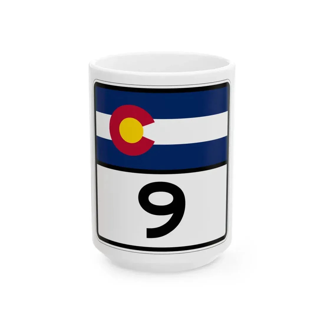 Colorado 9 (Colorado) (Road Sign) White Coffee Mug 15oz - Go Mug Yourself