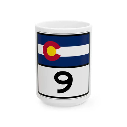 Colorado 9 (Colorado) (Road Sign) White Coffee Mug 15oz - Go Mug Yourself