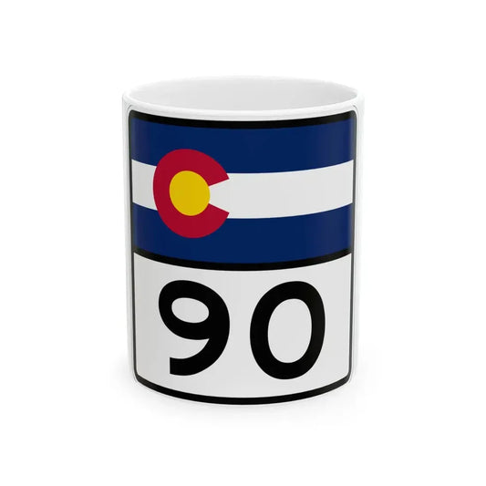 Colorado 90 (Colorado) (Road Sign) White Coffee Mug 11oz - Go Mug Yourself