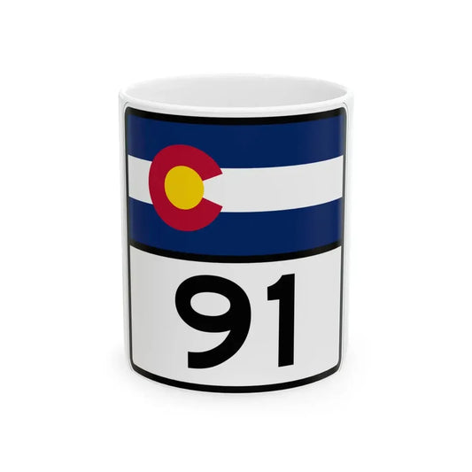 Colorado 91 (Colorado) (Road Sign) White Coffee Mug 11oz - Go Mug Yourself