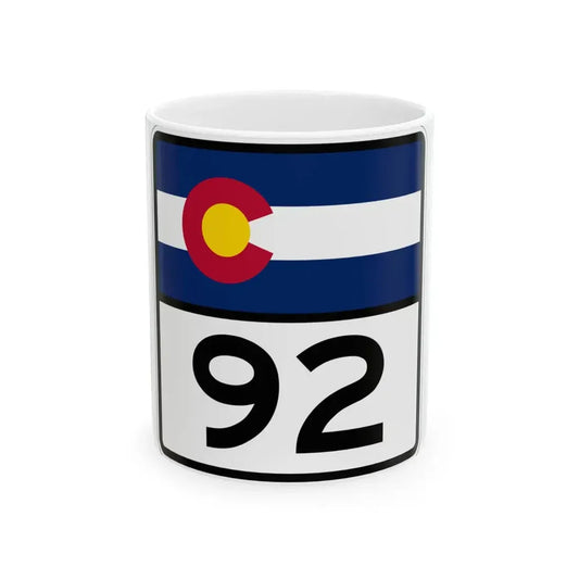 Colorado 92 (Colorado) (Road Sign) White Coffee Mug 11oz - Go Mug Yourself