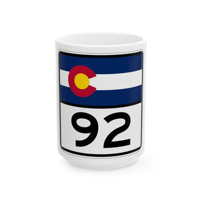 Colorado 92 (Colorado) (Road Sign) White Coffee Mug 15oz - Go Mug Yourself