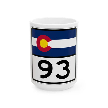 Colorado 93 (Colorado) (Road Sign) White Coffee Mug 15oz - Go Mug Yourself