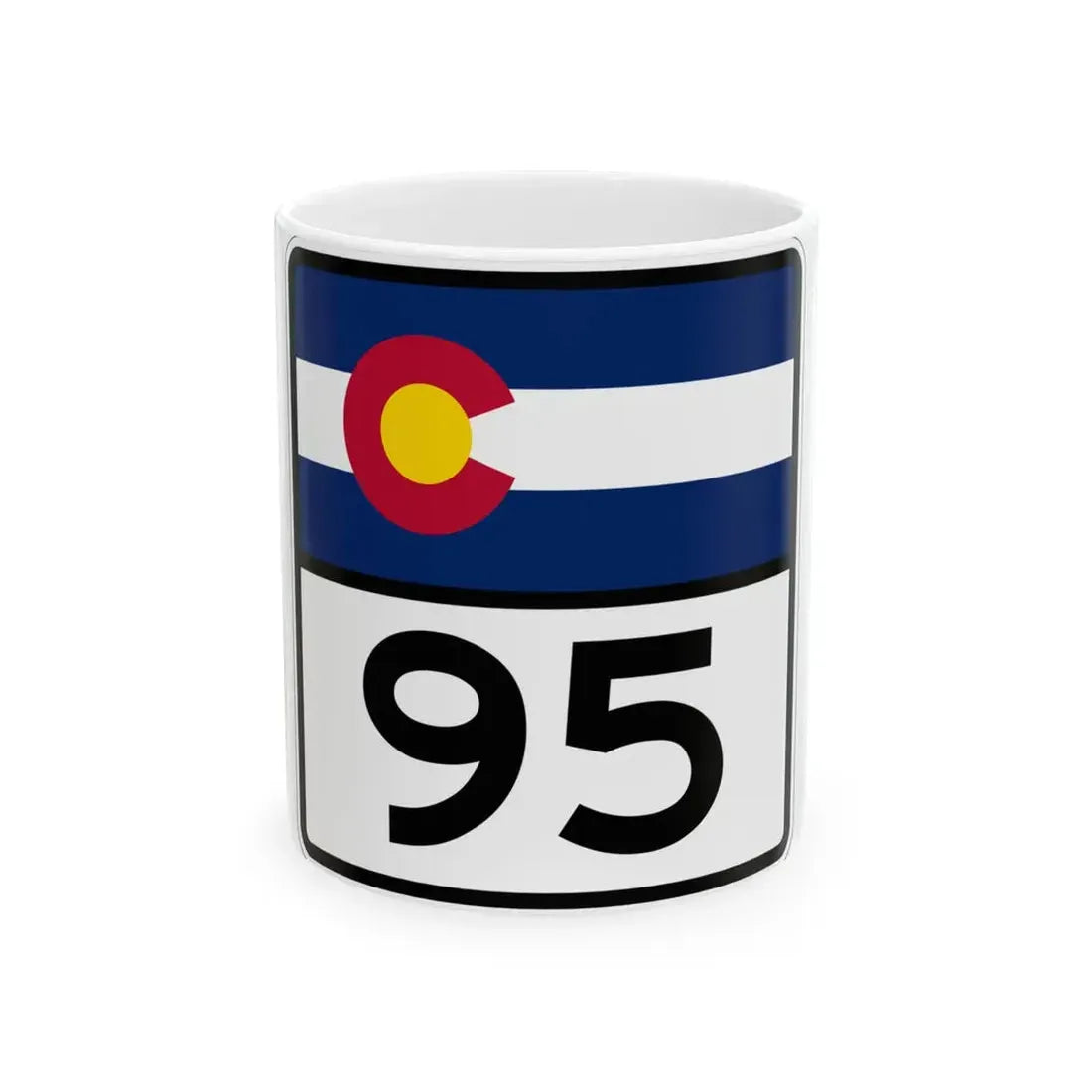 Colorado 95 (Colorado) (Road Sign) White Coffee Mug 11oz - Go Mug Yourself