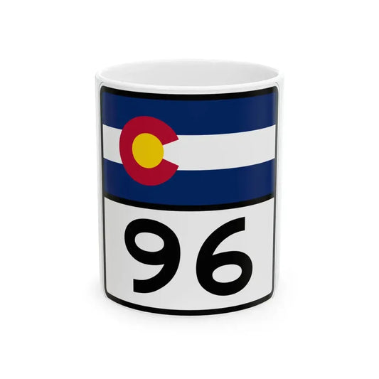 Colorado 96 (Colorado) (Road Sign) White Coffee Mug 11oz - Go Mug Yourself