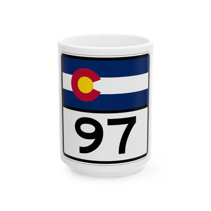Colorado 97 (Colorado) (Road Sign) White Coffee Mug 15oz - Go Mug Yourself