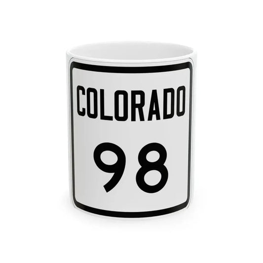 Colorado 98 1946 (Colorado) (Road Sign) White Coffee Mug 11oz - Go Mug Yourself