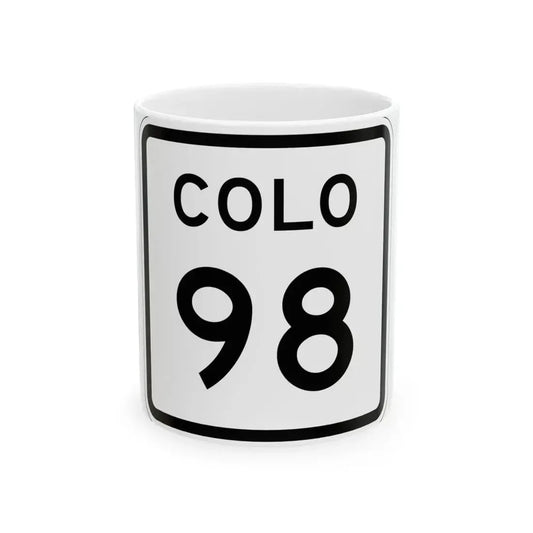 Colorado 98 1952 (Colorado) (Road Sign) White Coffee Mug 11oz - Go Mug Yourself