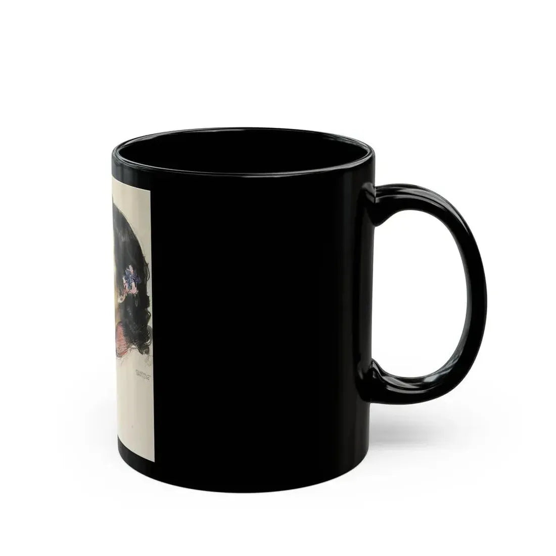 Colored Pencil Dual Portrait Illustration - Black Coffee Mug - Go Mug Yourself