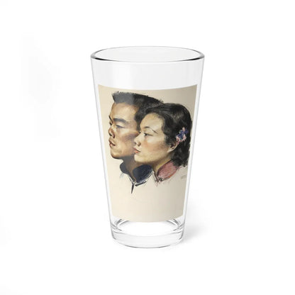 Colored Pencil Dual Portrait Illustration - Pint Glass 16oz-16oz-Go Mug Yourself