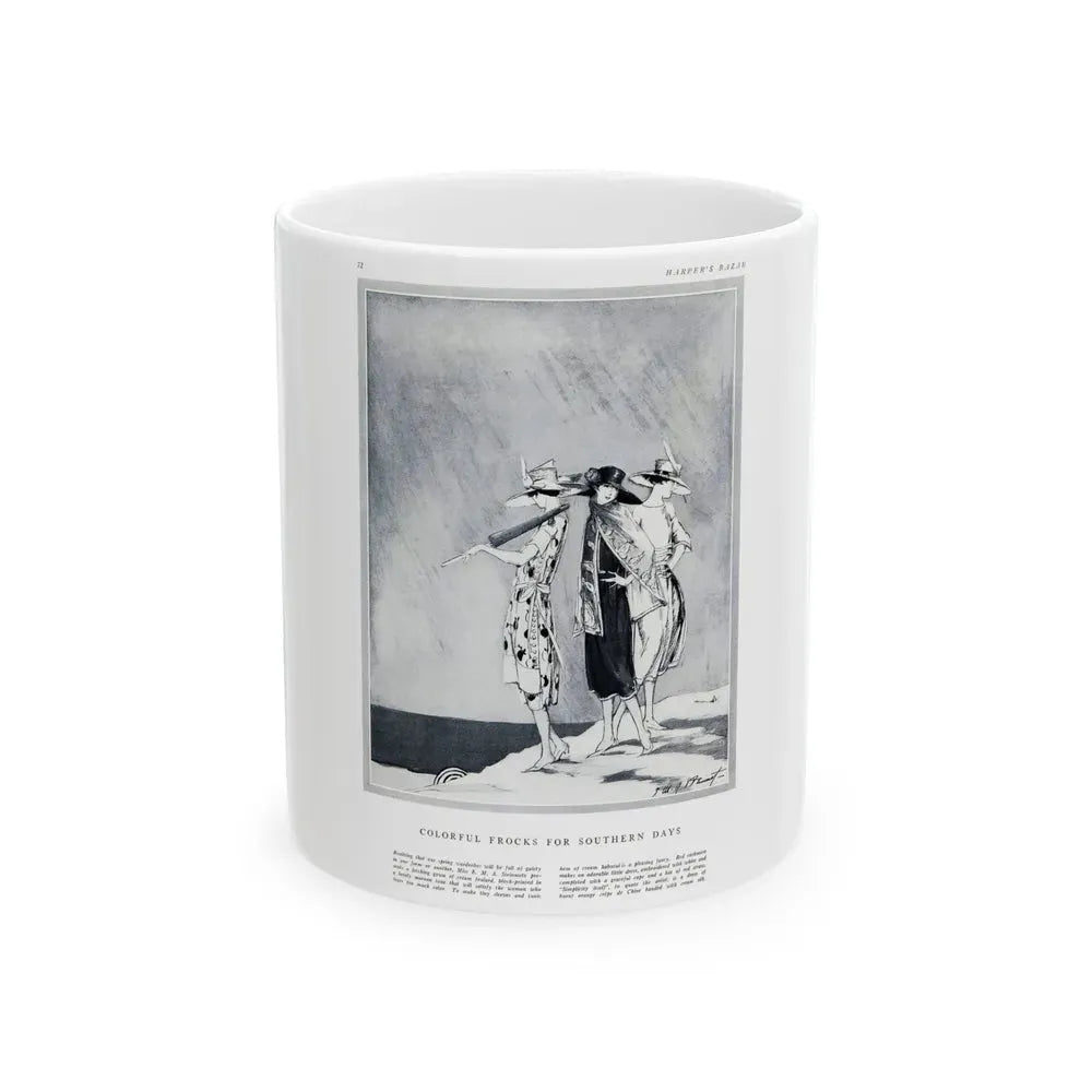 Colorful Frocks for Southern Days, Harper's Bazaar, January 1921 - White Coffee Mug 11oz - Go Mug Yourself