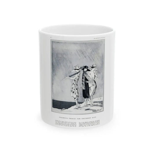 Colorful Frocks for Southern Days, Harper's Bazaar, January 1921 - White Coffee Mug 11oz - Go Mug Yourself