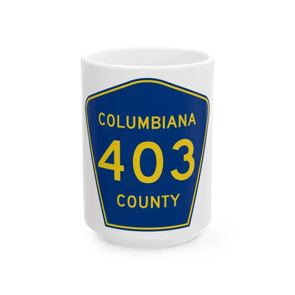 Columbiana County 403 (Ohio) (Road Sign) White Coffee Mug 15oz - Go Mug Yourself