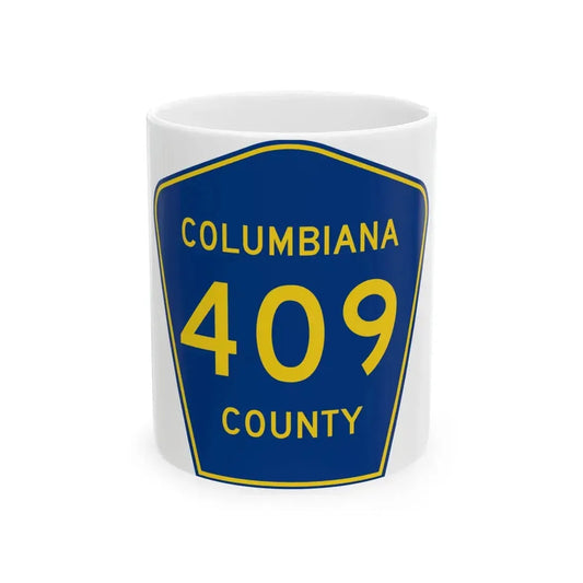 Columbiana County 409 (Ohio) (Road Sign) White Coffee Mug 11oz - Go Mug Yourself