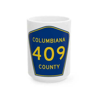 Columbiana County 409 (Ohio) (Road Sign) White Coffee Mug 15oz - Go Mug Yourself