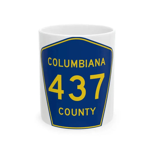 Columbiana County 437 (Ohio) (Road Sign) White Coffee Mug 11oz - Go Mug Yourself