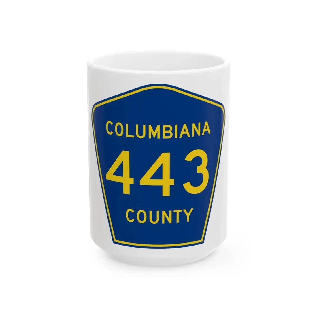 Columbiana County 443 (Ohio) (Road Sign) White Coffee Mug 15oz - Go Mug Yourself