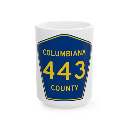 Columbiana County 443 (Ohio) (Road Sign) White Coffee Mug 15oz - Go Mug Yourself