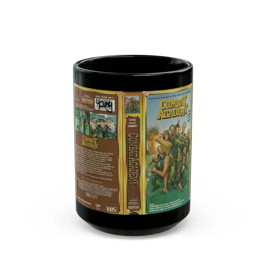 COMBAT ACADEMY (VHS COVER) - Black Coffee Mug 15oz - Go Mug Yourself