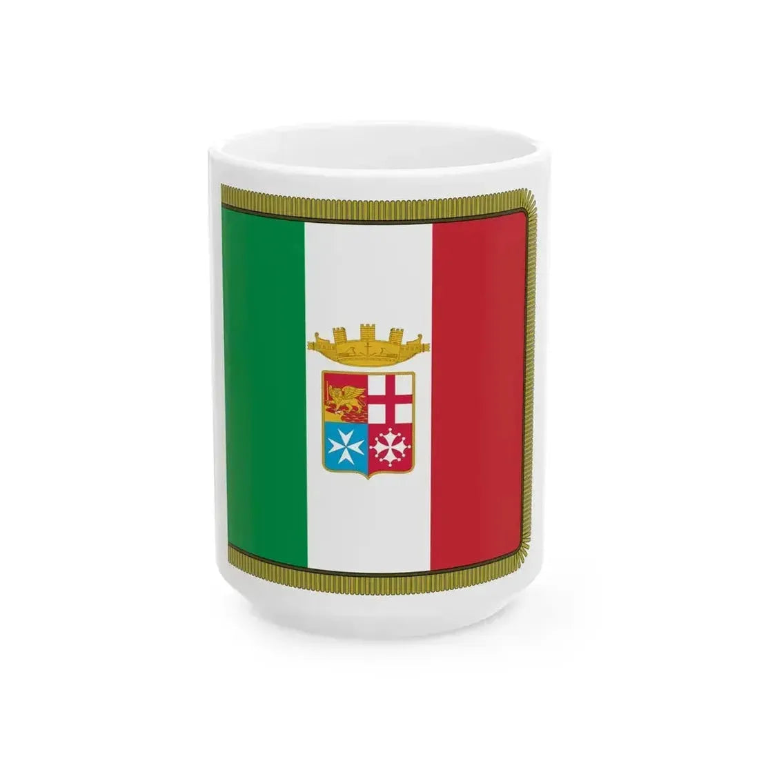 Combat flag of the Italian Navy front (Italy) White Coffee Mug 15oz - Go Mug Yourself