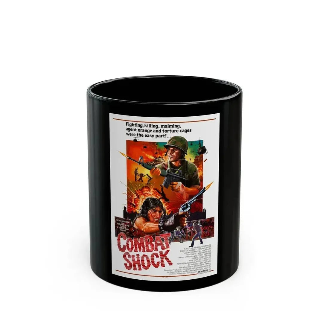 COMBAT SHOCK 1984 Movie Poster - Black Coffee Mug 11oz - Go Mug Yourself