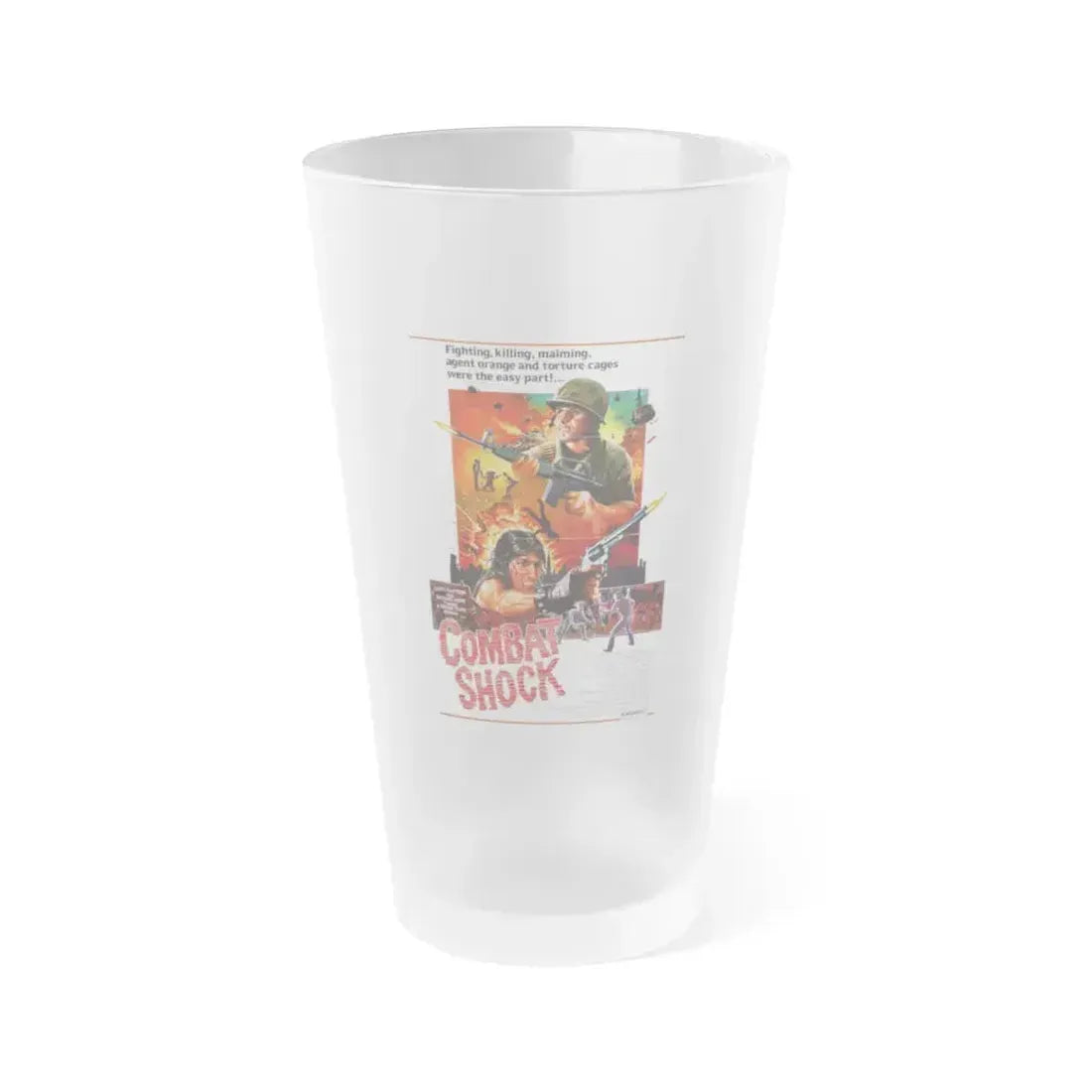 COMBAT SHOCK 1984 Movie Poster - Frosted Pint Glass 16oz 16oz Frosted - Go Mug Yourself