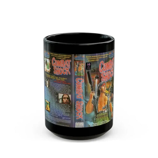 COMBAT SHOCK VIDEO ENTERTAINMENT (VHS COVER) - Black Coffee Mug 15oz - Go Mug Yourself