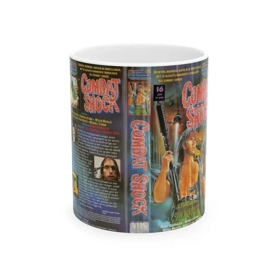 COMBAT SHOCK VIDEO ENTERTAINMENT (VHS COVER) - White Coffee Mug 11oz - Go Mug Yourself