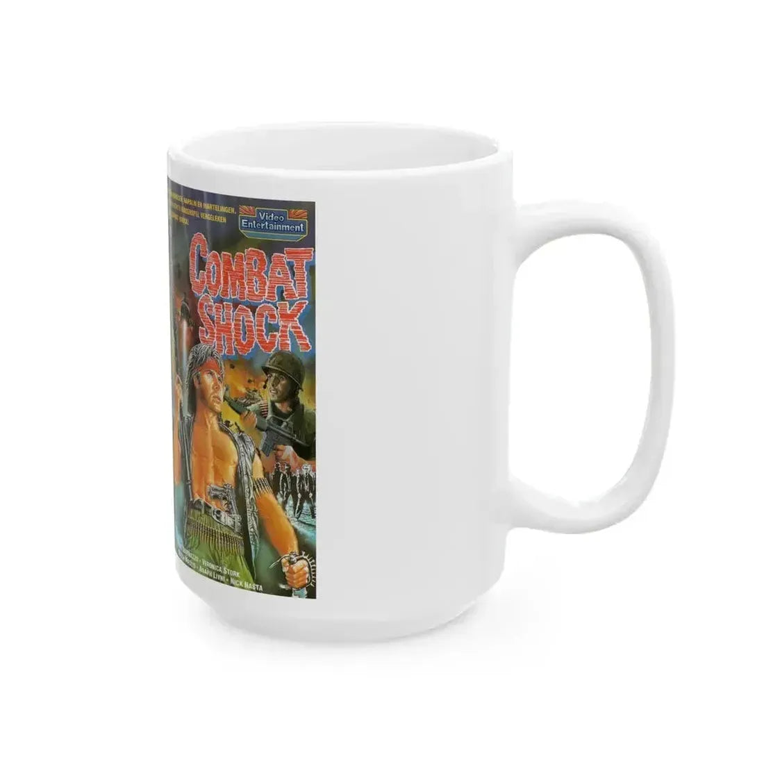 COMBAT SHOCK VIDEO ENTERTAINMENT (VHS COVER) - White Coffee Mug - Go Mug Yourself