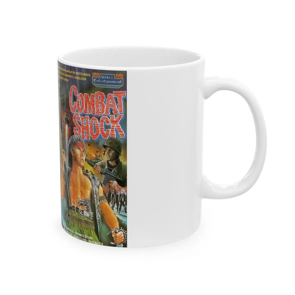 COMBAT SHOCK VIDEO ENTERTAINMENT (VHS COVER) - White Coffee Mug-Go Mug Yourself