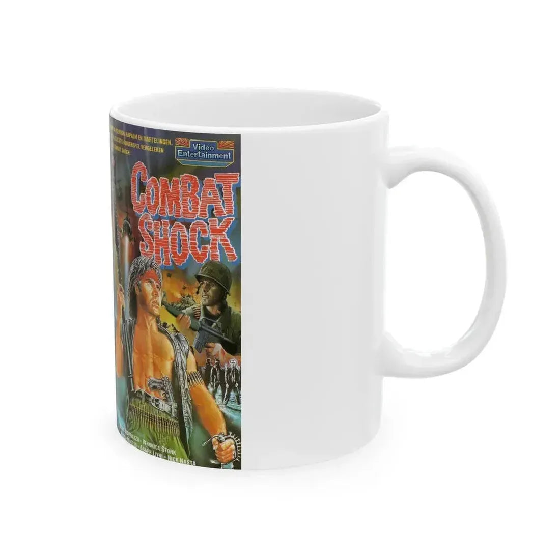 COMBAT SHOCK VIDEO ENTERTAINMENT (VHS COVER) - White Coffee Mug - Go Mug Yourself