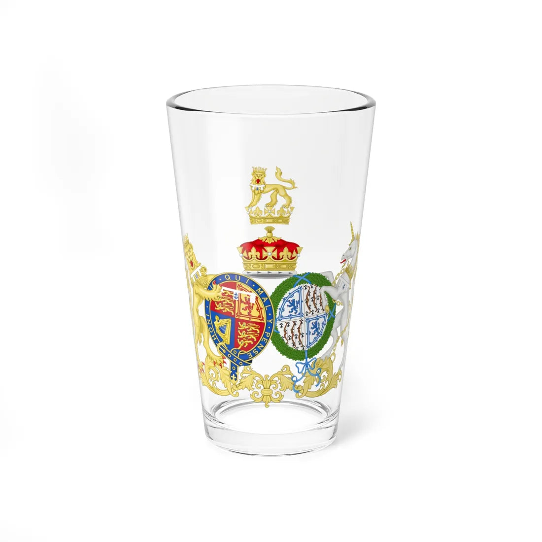 Combined Coat of Arms of Albert and Elizabeth the Duke and Duchess of York (United Kingdom) (Coat of Arms) Pint Glass 16oz 16oz - Go Mug Yourself