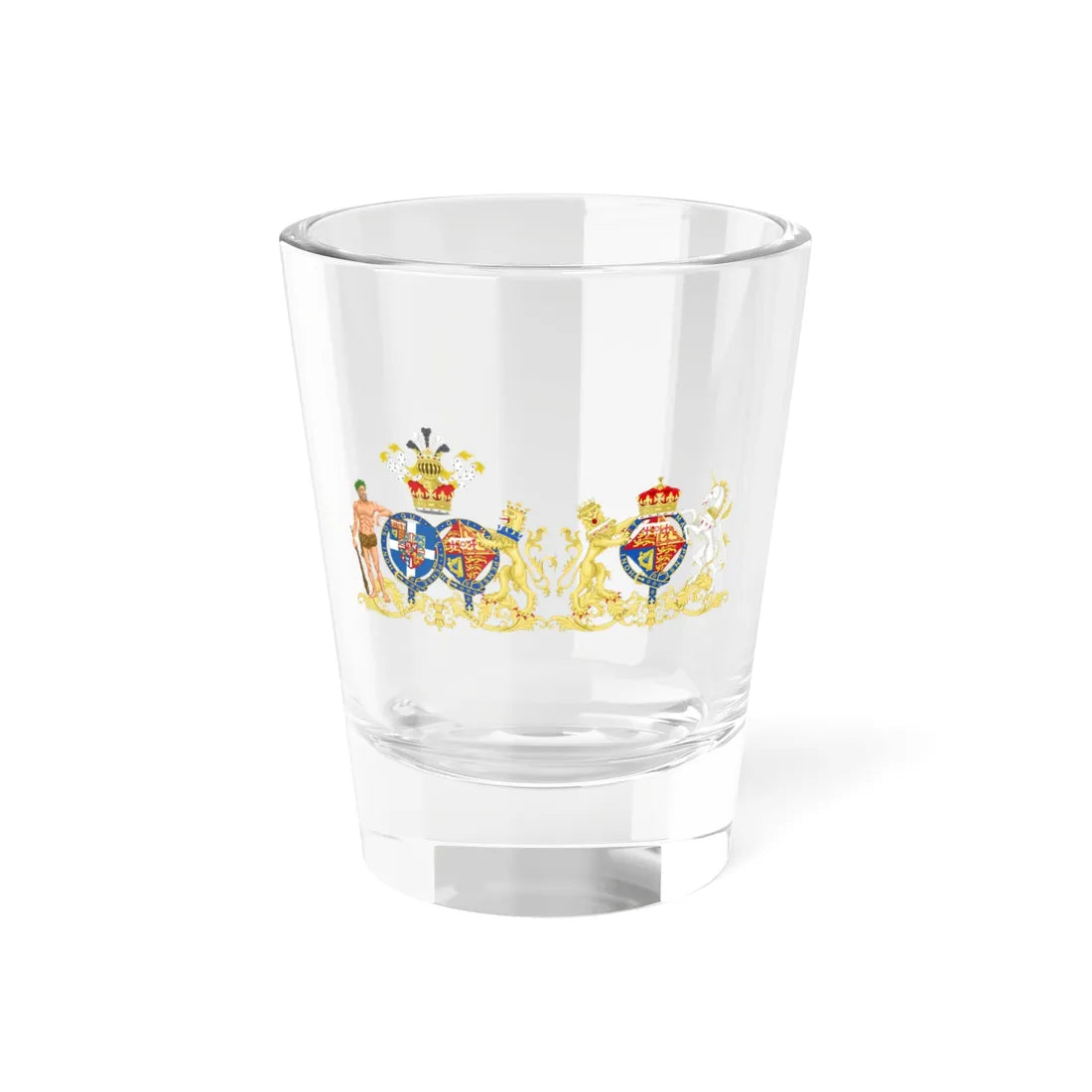 Combined Coat of Arms of Elizabeth and Philip the Duchess and Duke of Edinburgh (United Kingdom) (Coat of Arms) Shot Glass 1.5oz 1.5oz - Go Mug Yourself