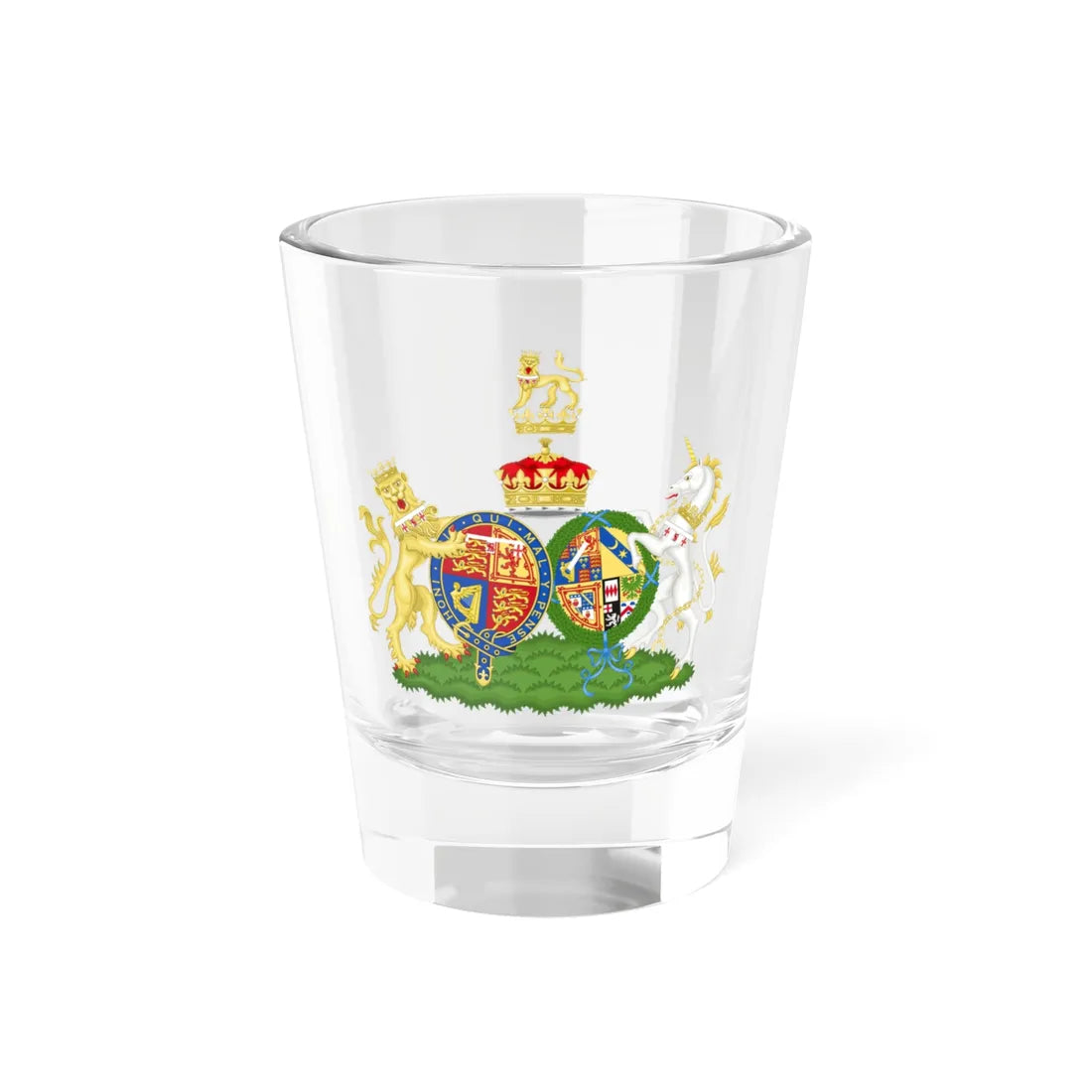 Combined Coat of Arms of Henry and Alice the Duke and Duchess of Gloucester (United Kingdom) (Coat of Arms) Shot Glass 1.5oz 1.5oz - Go Mug Yourself