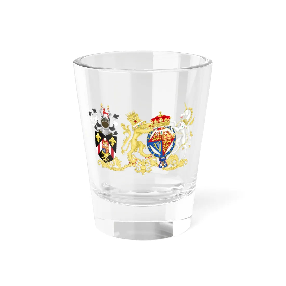 Combined Coat of Arms of Princess Margaret and Antony Armstrong-Jones (United Kingdom) (Coat of Arms) Shot Glass 1.5oz 1.5oz - Go Mug Yourself