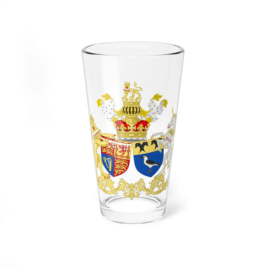 Combined Coat of Arms of Richard and Birgitte the Duke and Duchess of Gloucester (United Kingdom) (Coat of Arms) Pint Glass 16oz 16oz - Go Mug Yourself