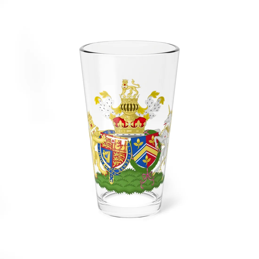 Combined Coat of Arms of William and Catherine the Duke and Duchess of Cambridge (United Kingdom) (Coat of Arms) Pint Glass 16oz 16oz - Go Mug Yourself