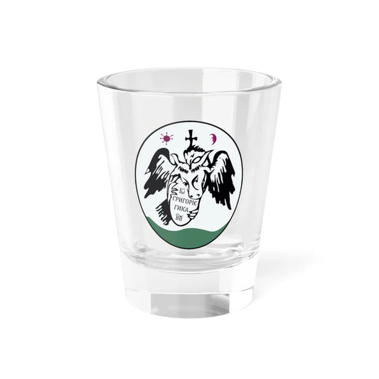 Combined WallachianMoldavian arms of Grigore III Ghica 1764 (Algeria) (Coat of Arms) Shot Glass 1.5oz 1.5oz - Go Mug Yourself