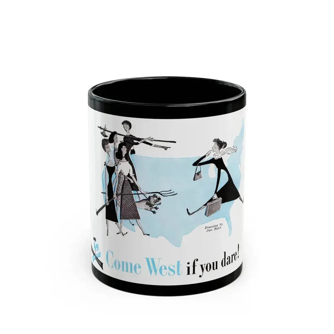 Come West if You Dare!, Cosmopolitan, August 1948 - Black Coffee Mug 11oz - Go Mug Yourself