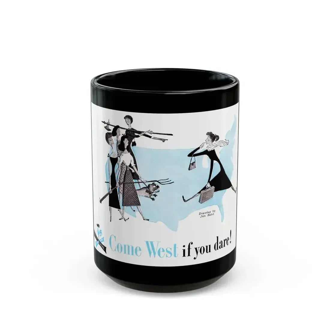 Come West if You Dare!, Cosmopolitan, August 1948 - Black Coffee Mug 15oz - Go Mug Yourself